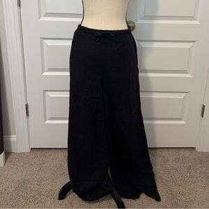 WeWoreWhat Linen Black Wide-Leg Pull-On Pants